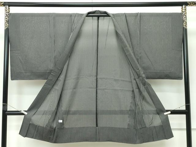 平和屋着物∞極上　男性　スリーシーズン　春夏秋　塵除け　長羽織　キングサイズ　間道　黒地　逸品　CZAA5484s6