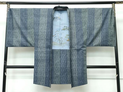 平和屋着物∞極上　男性　長羽織　キングサイズ　紬地　間道　逸品　CZAA5485s6