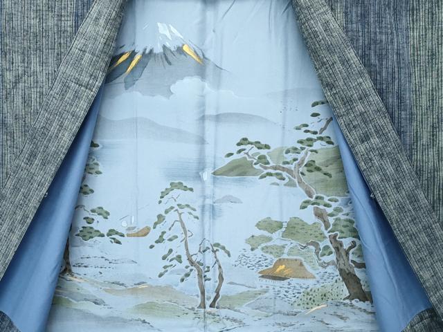 平和屋着物∞極上　男性　長羽織　キングサイズ　紬地　間道　逸品　CZAA5485s6