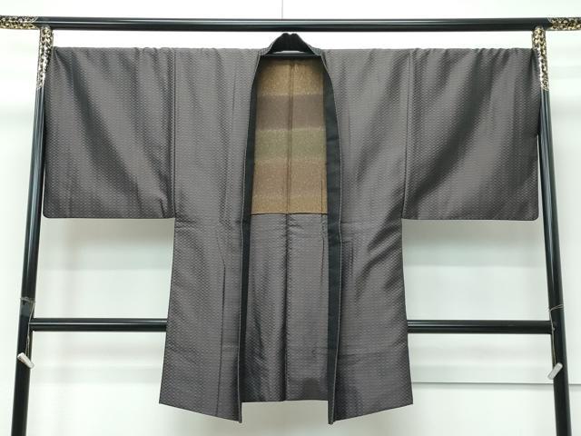 平和屋着物∞極上　男性　長羽織　お召地　市松綾織　逸品　CZAA5486s6