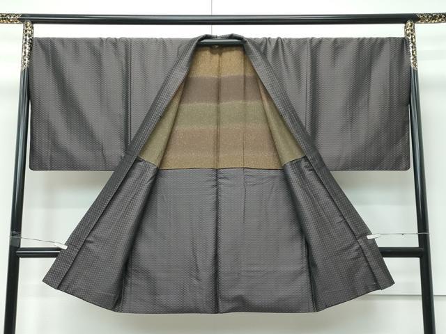 平和屋着物∞極上　男性　長羽織　お召地　市松綾織　逸品　CZAA5486s6