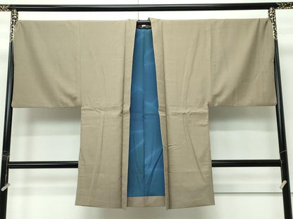 平和屋着物∞極上　男性　長羽織　お召地　間道　逸品　未使用　CZAA5487s6