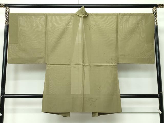 平和屋着物∞極上　男性　スリーシーズン　春夏秋　塵除け　長羽織　流水魚紋紗　海松色　逸品　未使用　CZAA5489s6