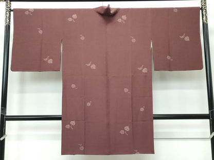 平和屋着物∞極上　印傳　道中着　ロング丈　葵　赤褐色地　逸品　CZAA5493s6