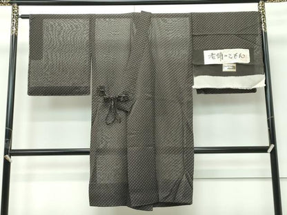 平和屋着物∞極上　スリーシーズン　春夏秋　塵除け　道中着　ロング丈　老舗のこもん　紗　鱗文　反端付き　逸品　未使用　CZAA5495s6