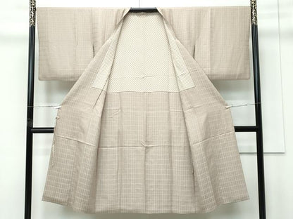平和屋着物∞極上　道行コート　ロング丈　格子柄　逸品　CZAA5496s6