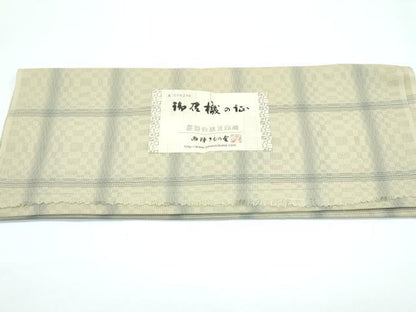 平和屋着物∞極上 スリーシーズン 春夏秋 塵除け 西陣きもの 道中着 ロング丈 お召地 格子柄 市松紋紗 証紙付き 逸品 未使用 CZAA5497s6