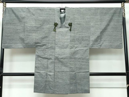平和屋着物∞極上　男性　和装コート　ロング丈　キングサイズ　紬地　縞　逸品　CZAA5500s6