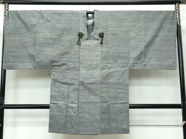 平和屋着物∞極上　男性　和装コート　ロング丈　キングサイズ　紬地　縞　逸品　CZAA5500s6