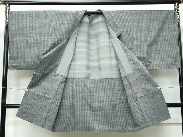平和屋着物∞極上　男性　和装コート　ロング丈　キングサイズ　紬地　縞　逸品　CZAA5500s6