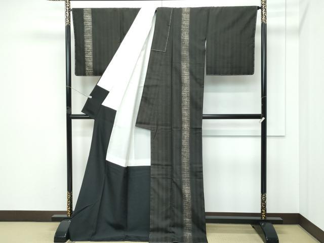 平和屋着物●極上　訪問着　黒田紬　本場筑前博多織　献上柄　檳榔子染色地　逸品　未使用　CZAA5507s6