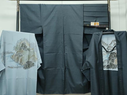 平和屋着物●極上 男性 本場大島紬 アンサンブル 長襦袢セット 100亀甲 総詰め ひろしま織物謹製 証紙付き 逸品 未使用 CZAA5513s6