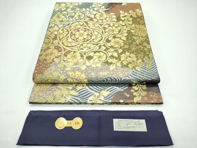 平和屋着物●極上　西陣　川島織物　六通柄　本袋帯　立波花唐草文　金銀糸　証紙付き　逸品　CZAA5524s6