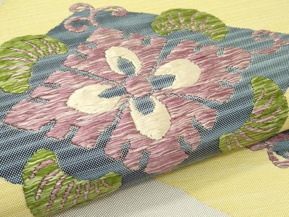 平和屋着物●極上　洛風林　工芸帯地　六通柄　本袋帯　唐織　菱花唐草文　逸品　CZAA5526s6
