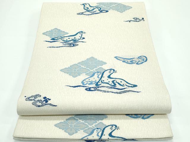 平和屋着物●極上　六通柄袋帯　藍　アザラシ　逸品　CZAA5527s6