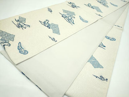平和屋着物●極上　六通柄袋帯　藍　アザラシ　逸品　CZAA5527s6