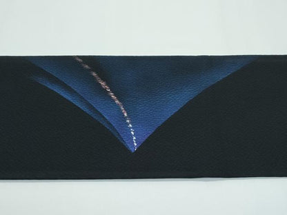 平和屋着物●極上　九寸名古屋帯　幾何学文様　黒地　逸品　未使用　CZAA5532s6