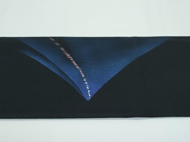 平和屋着物●極上　九寸名古屋帯　幾何学文様　黒地　逸品　未使用　CZAA5532s6
