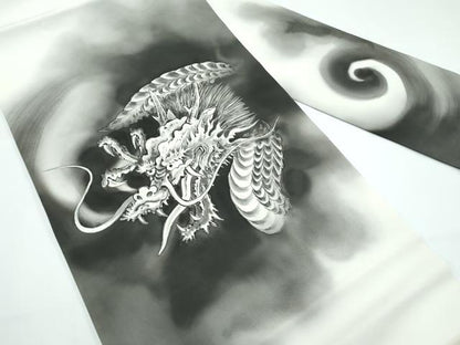 平和屋着物●極上　塩瀬　九寸名古屋帯　手描き　龍　逸品　未使用　CZAA5533s6