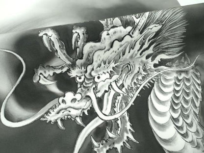 平和屋着物●極上　塩瀬　九寸名古屋帯　手描き　龍　逸品　未使用　CZAA5533s6