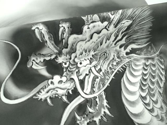 平和屋着物●極上　塩瀬　九寸名古屋帯　手描き　龍　逸品　未使用　CZAA5533s6