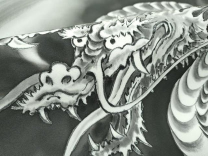平和屋着物●極上　塩瀬　九寸名古屋帯　手描き　龍　逸品　未使用　CZAA5533s6