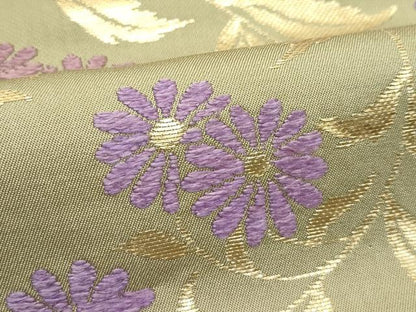 平和屋着物●極上　龍村美術織物　たつむら　九寸名古屋帯　唐織　うはぎ　金糸　油色地　逸品　CZAA5534s6