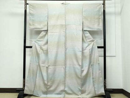平和屋着物●極上　お召　花菱地紋　横段文　逸品　CZAA5536s6