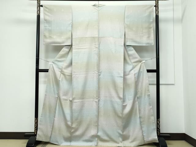 平和屋着物●極上　お召　花菱地紋　横段文　逸品　CZAA5536s6