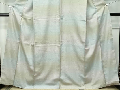 平和屋着物●極上　お召　花菱地紋　横段文　逸品　CZAA5536s6