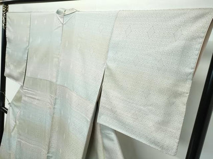 平和屋着物●極上　お召　花菱地紋　横段文　逸品　CZAA5536s6