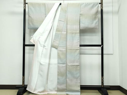 平和屋着物●極上　お召　花菱地紋　横段文　逸品　CZAA5536s6