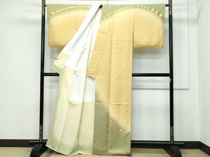 平和屋着物●極上　訪問着　作家物　草木地紋　暈し染め　金銀彩　玉蜀黍色地　逸品　CZAA5537s6