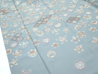 平和屋着物●極上　訪問着　総刺繍　蘇州刺繍　中国三大刺繍　相良刺繍　橘　七宝花文　銀糸　豆がら茶色地　逸品　未使用　CZAA5539s6