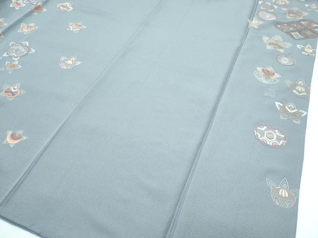 平和屋着物●極上　訪問着　総刺繍　蘇州刺繍　中国三大刺繍　相良刺繍　橘　七宝花文　銀糸　豆がら茶色地　逸品　未使用　CZAA5539s6