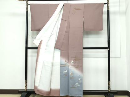 平和屋着物●極上　訪問着　手刺繍　鳥獣戯画　暈し染め　金彩　逸品　CZAA5553s6
