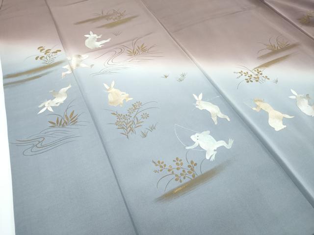平和屋着物●極上　訪問着　手刺繍　鳥獣戯画　暈し染め　金彩　逸品　CZAA5553s6