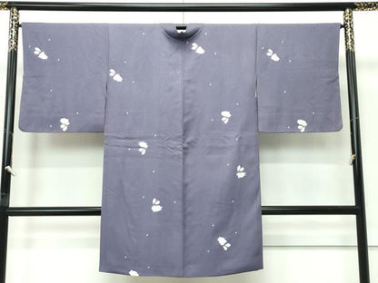 平和屋着物∞極上　長羽織　絞り　兎　紫鼠色地　羽織紐付き　逸品　CZAA5564s6