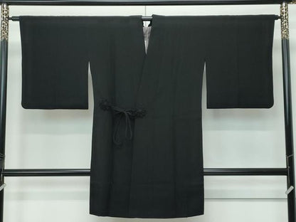 平和屋着物∞極上　道中着　ロング丈　色無地　黒地　逸品　CZAA5565s6