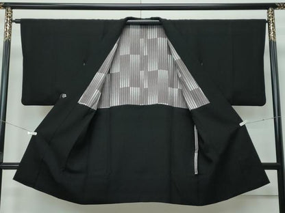 平和屋着物∞極上　道中着　ロング丈　色無地　黒地　逸品　CZAA5565s6