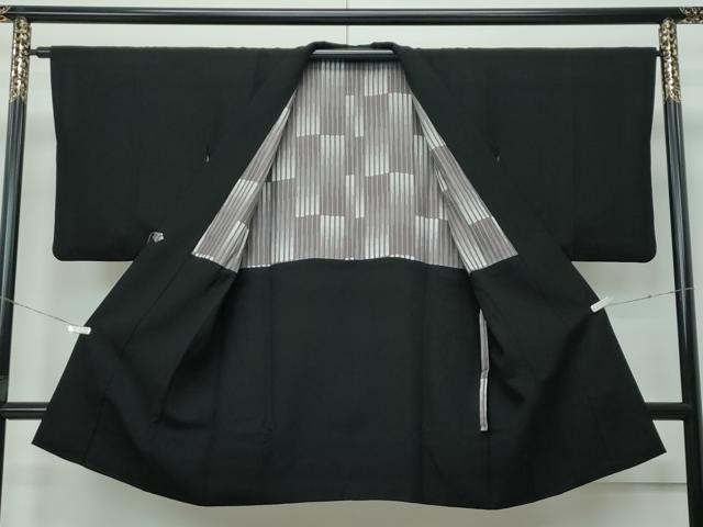 平和屋着物∞極上　道中着　ロング丈　色無地　黒地　逸品　CZAA5565s6
