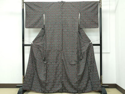 平和屋着物●希少　本場大島紬　龍郷絣　秋名バラ　逸品　CZAA5568s6