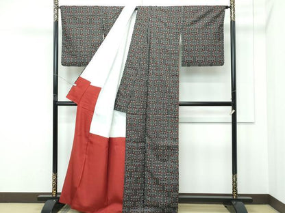 平和屋着物●希少　本場大島紬　龍郷絣　秋名バラ　逸品　CZAA5568s6
