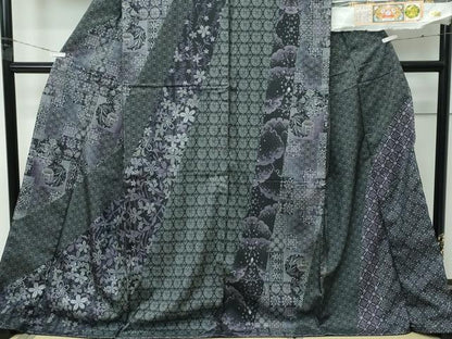 平和屋着物●極上　訪問着　本場縞大島紬　泥染め　雪輪鳳凰吉祥花文　堀之内織物謹製　証紙付き　逸品　未使用　CZAA5571s6