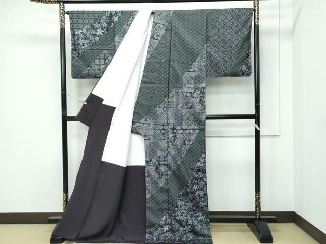 平和屋着物●極上　訪問着　本場縞大島紬　泥染め　雪輪鳳凰吉祥花文　堀之内織物謹製　証紙付き　逸品　未使用　CZAA5571s6