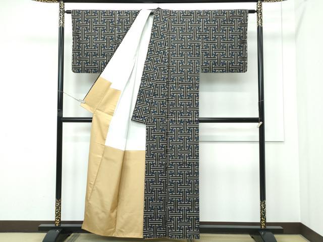 平和屋着物●希少　本場大島紬　龍郷絣　秋名バラ　アンサンブル　逸品　未使用　CZAA5573s6