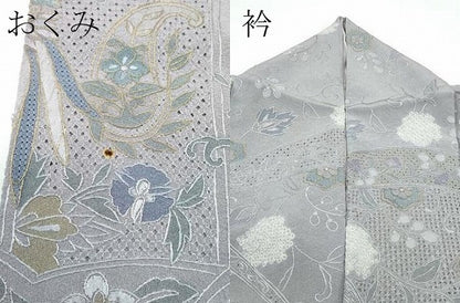 平和屋本店●極上　訪問着　総刺繍　中国三大刺繍　スワトウ相良刺繍　鳳凰花唐草文　利休白茶色地　金糸　逸品　CZAA5582s6