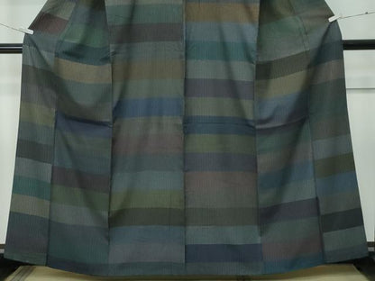 平和屋着物●極上　本塩沢　横段文　逸品　CZAA5583s6