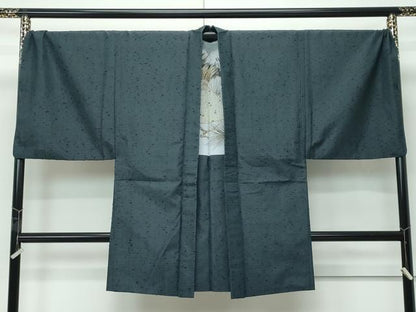 平和屋着物∞極上　男性　長羽織　髭紬　キングサイズ　仙斉茶色地　羽裏：鷹　逸品　CZAA5589s6