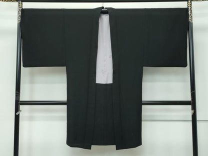 平和屋着物∞極上　男性　長羽織　黒地　羽裏：戎　逸品　CZAA5590s6